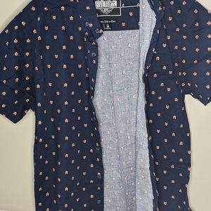 FIVE POINTS |  Blue Fox Print button down sz. M